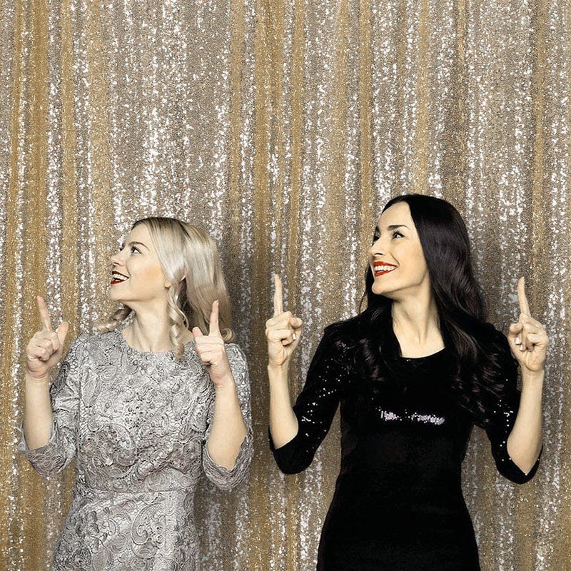 JYFLZQ Champagne Sequin Backdrop Curtains 8ft x 8ft 1 Panel Glitter Photo Booth Backdrops Sparkly Photography Background Drapes for Parties Wedding Bridal Showers - Image 3